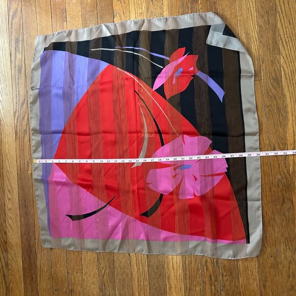 Vintage Abstract Floral Print Scarf - Picture 7 of 11